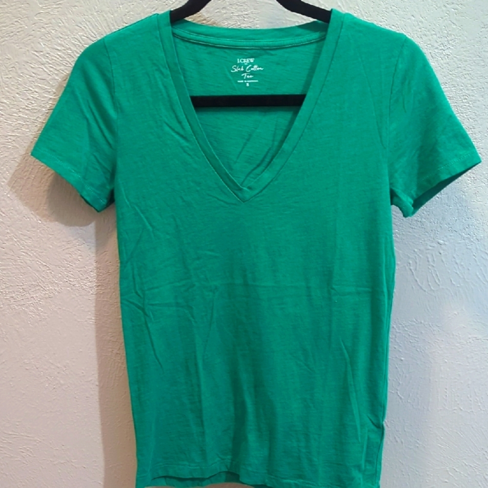 J Crew Green V-Neck Women's Top